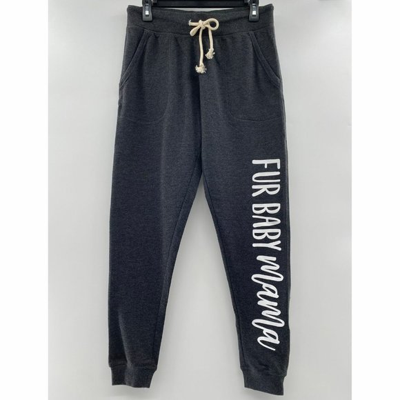 Instant Message Women's Fur Baby Mama Joggers Sweatpants Pet Lover Gray Size S - Picture 1 of 6